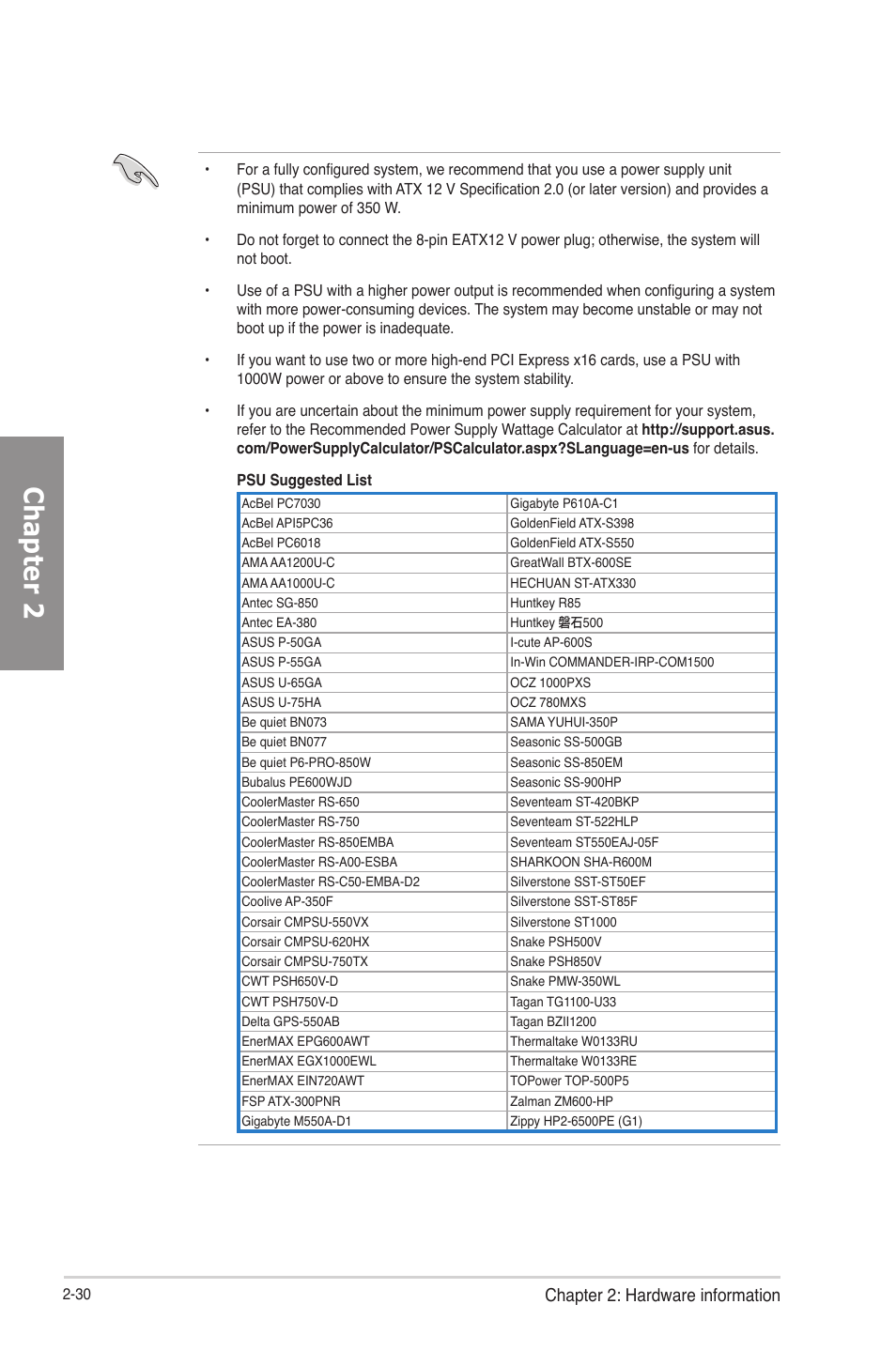 Chapter 2, Chapter 2: hardware information | Asus RAMPAGE IV GENE User Manual | Page 56 / 172