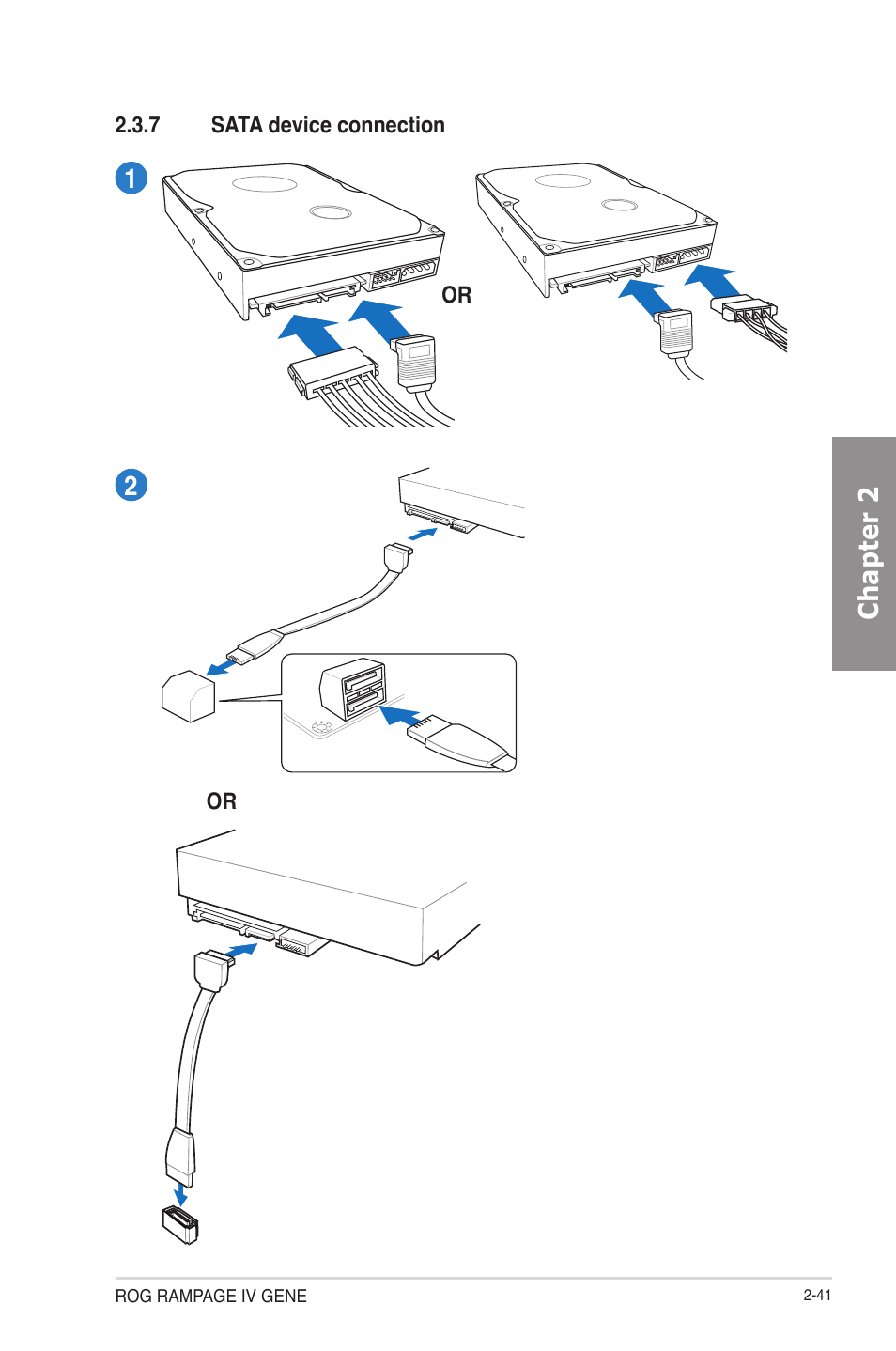 Sata device connection -41, Chapter 2 | Asus RAMPAGE IV GENE User Manual | Page 67 / 172