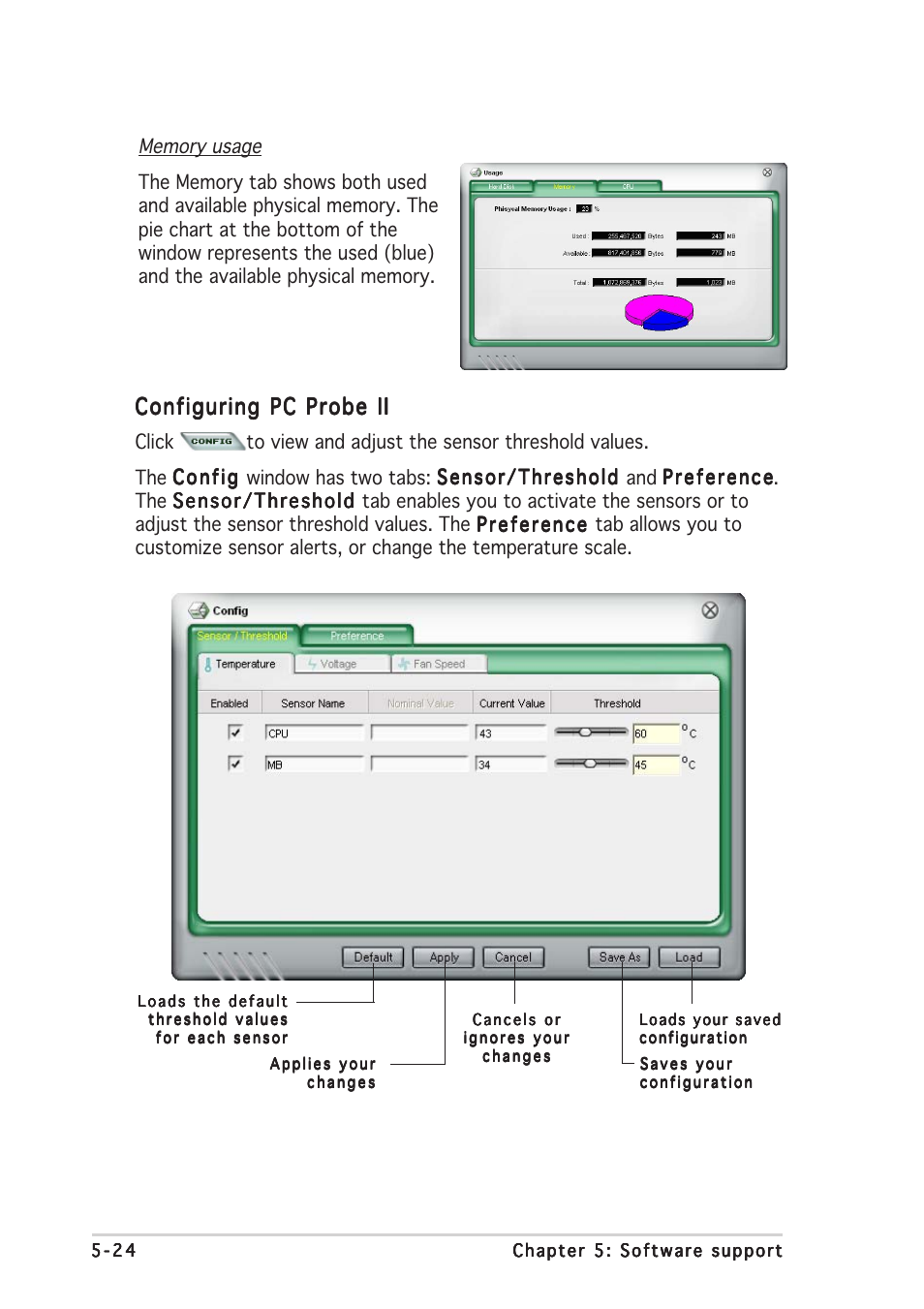 Configuring pc probe ii | Asus P5WDG2-WS User Manual | Page 140 / 160