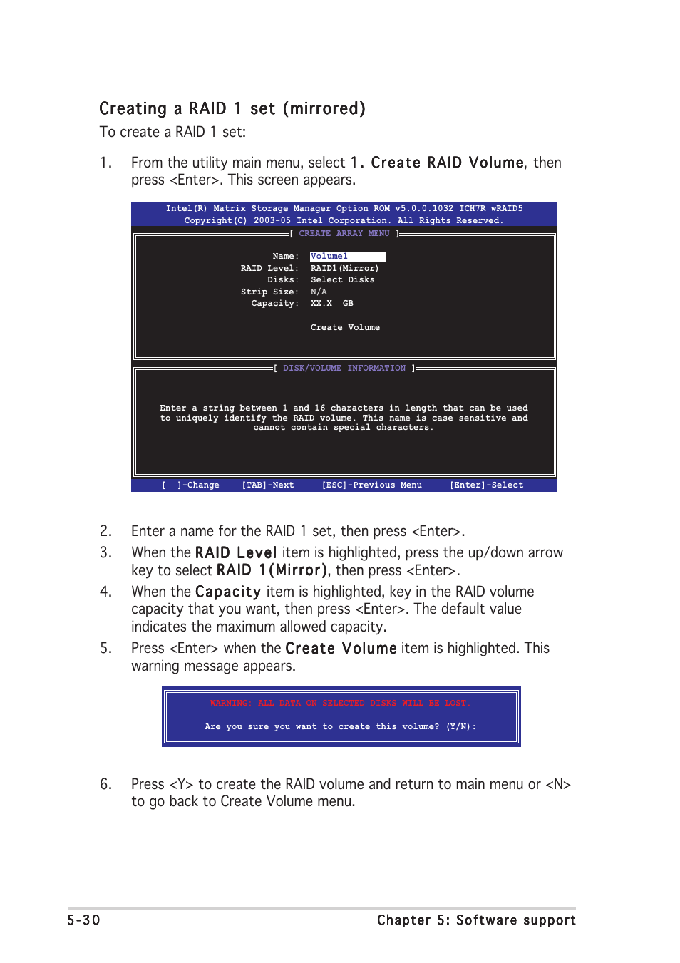 Creating a raid 1 set (mirrored) | Asus P5WDG2-WS User Manual | Page 146 / 160