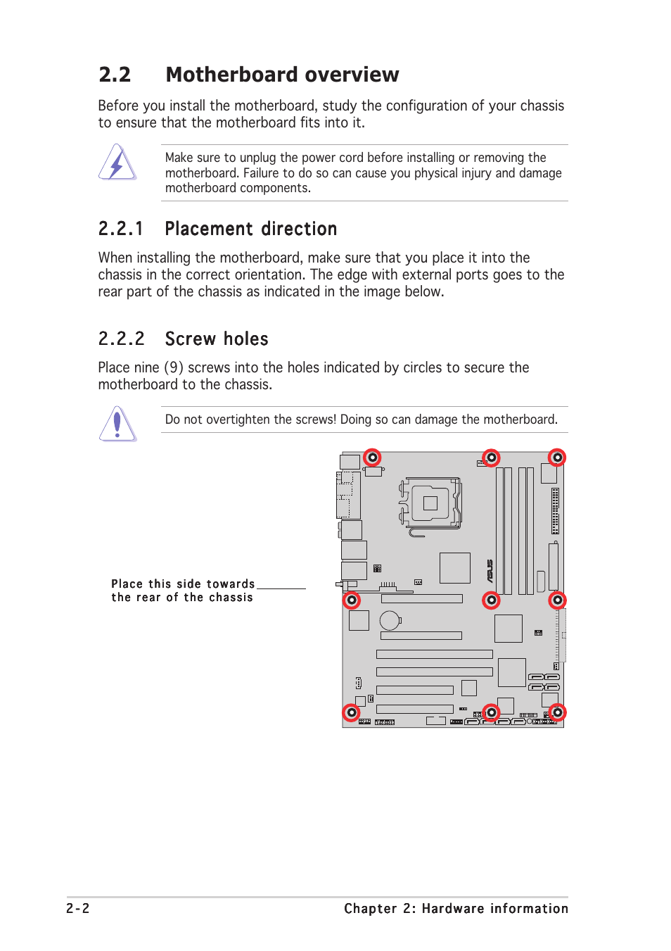 2 motherboard overview | Asus P5WDG2-WS User Manual | Page 26 / 160