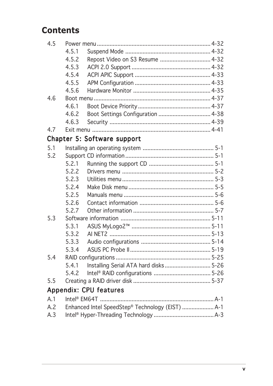 Asus P5WDG2-WS User Manual | Page 5 / 160