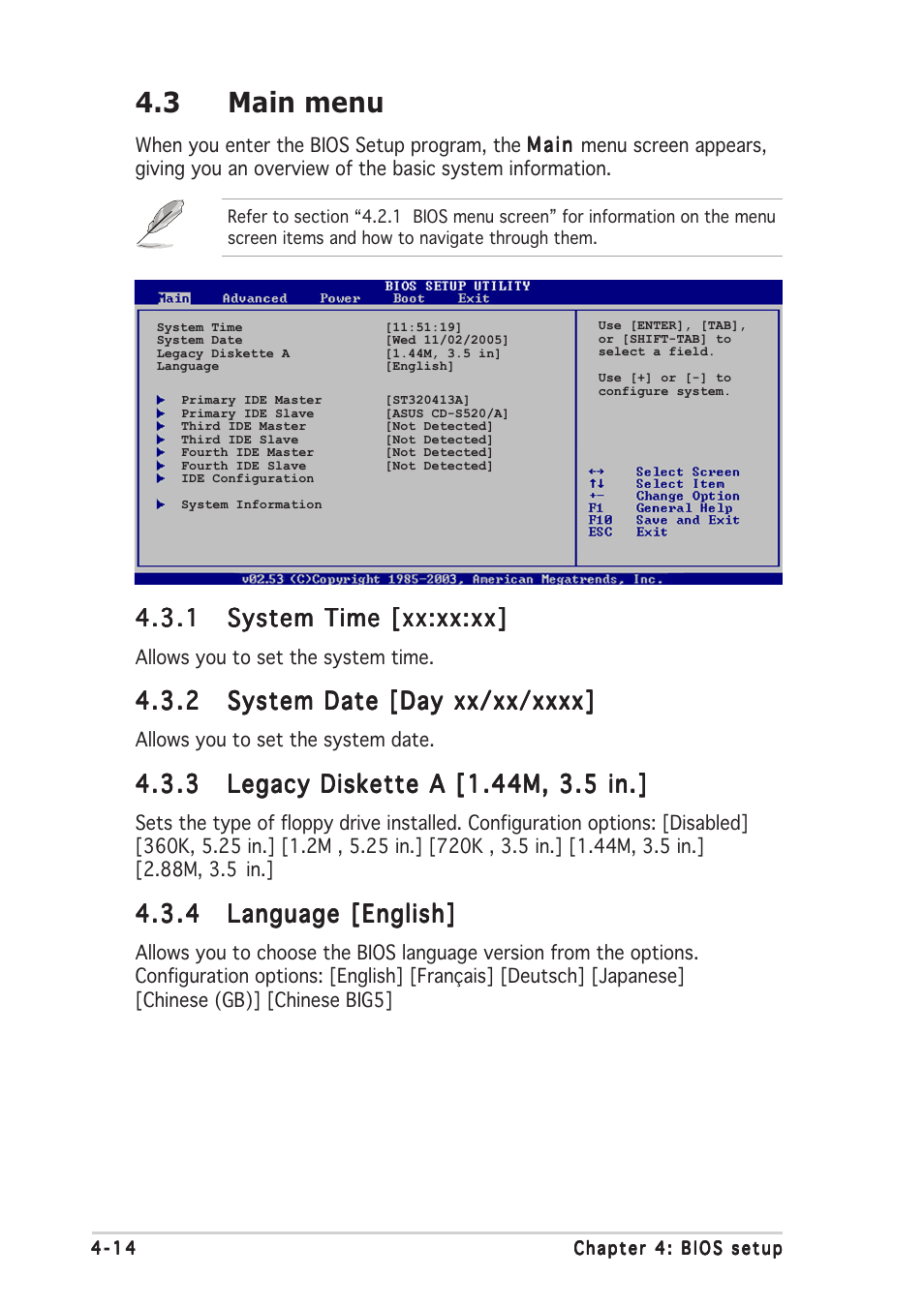 3 main menu | Asus P5WDG2-WS User Manual | Page 88 / 160