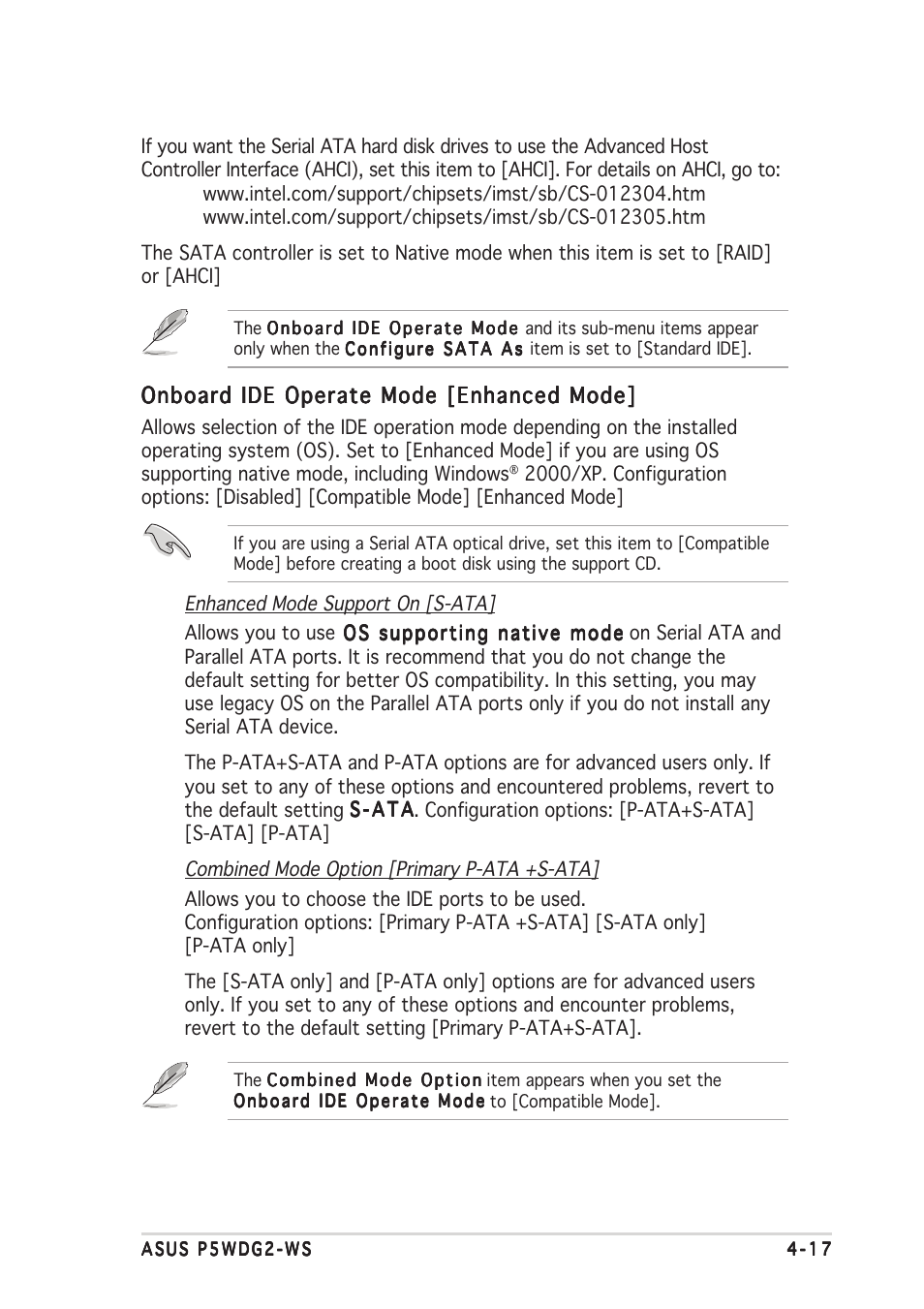 Onboard ide operate mode [enhanced mode | Asus P5WDG2-WS User Manual | Page 91 / 160