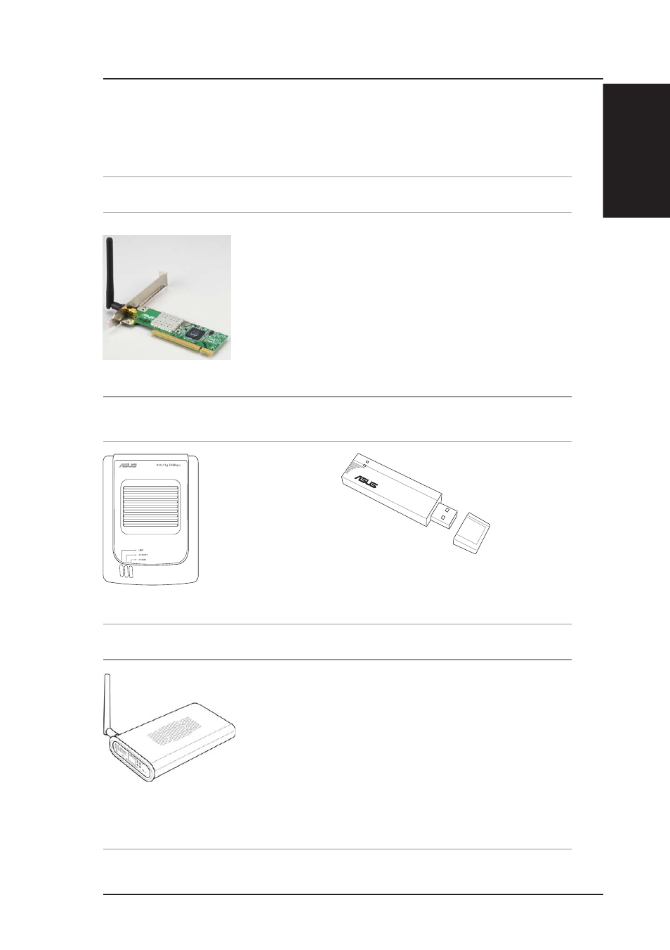Chapter 1 - introduction, Usb access point or client usb client pci client, Access point & file server | Asus WL-300g User Manual | Page 9 / 77