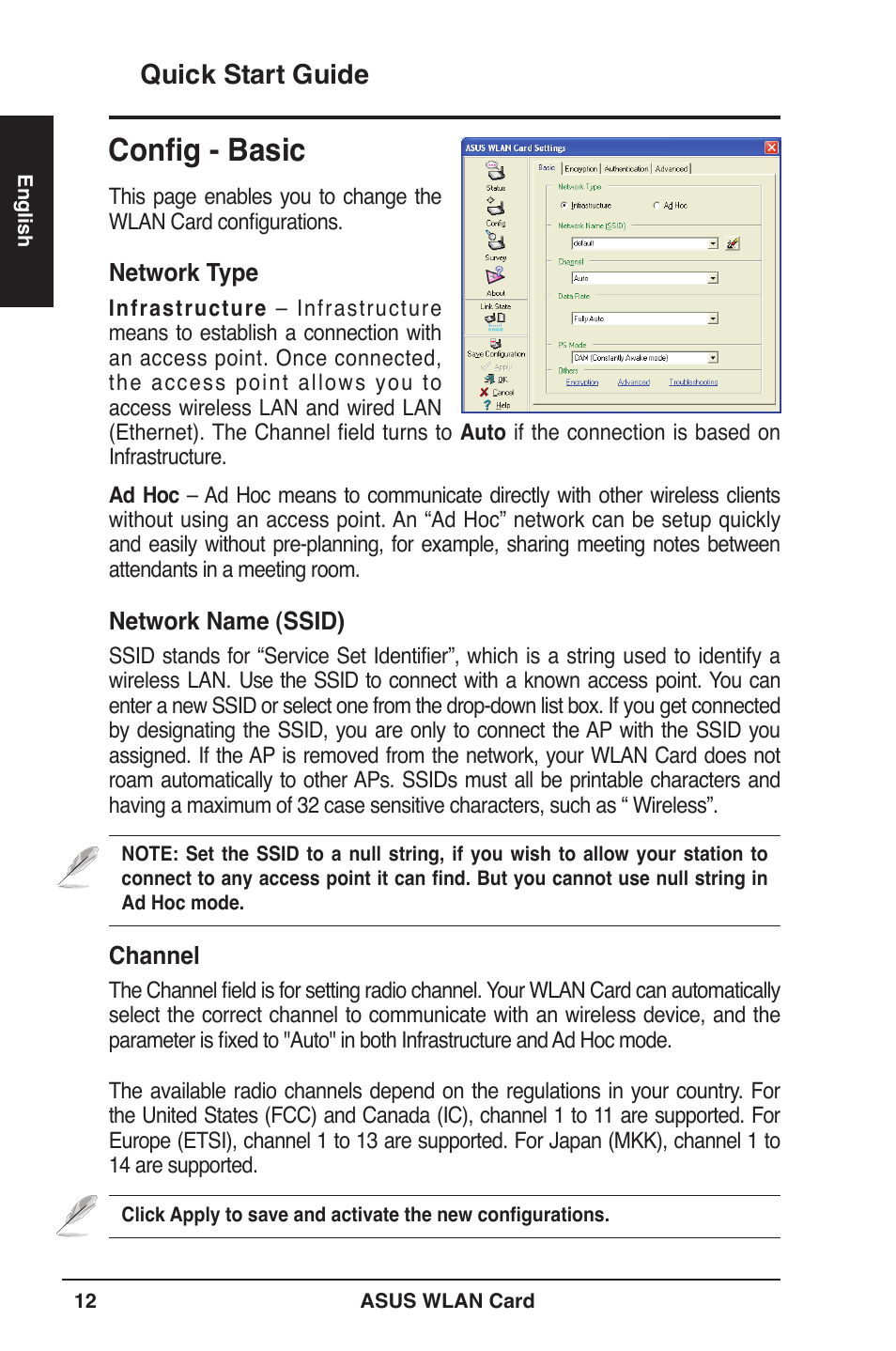 Config - basic, Quick start guide | Asus WL-106gM User Manual | Page 13 / 106