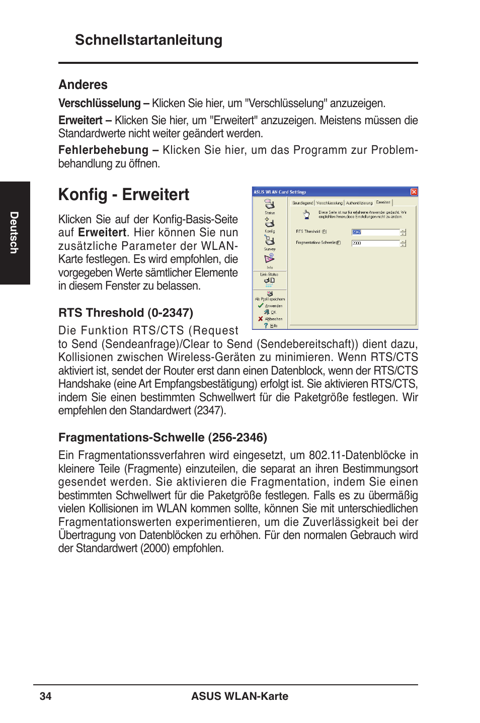 Konfig - erweitert, Schnellstartanleitung | Asus WL-106gM User Manual | Page 35 / 106