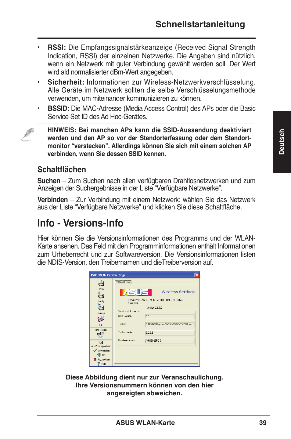 Info - versions-info, Schnellstartanleitung | Asus WL-106gM User Manual | Page 40 / 106