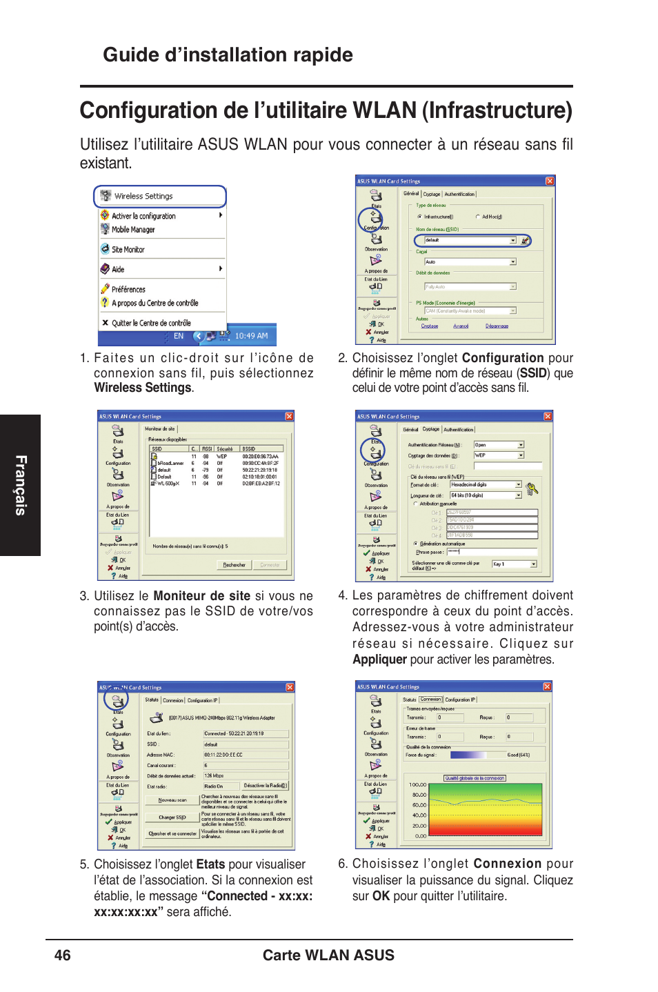 Guide d’installation rapide | Asus WL-106gM User Manual | Page 47 / 106