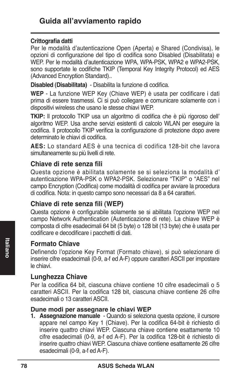 Guida all’avviamento rapido | Asus WL-106gM User Manual | Page 79 / 106