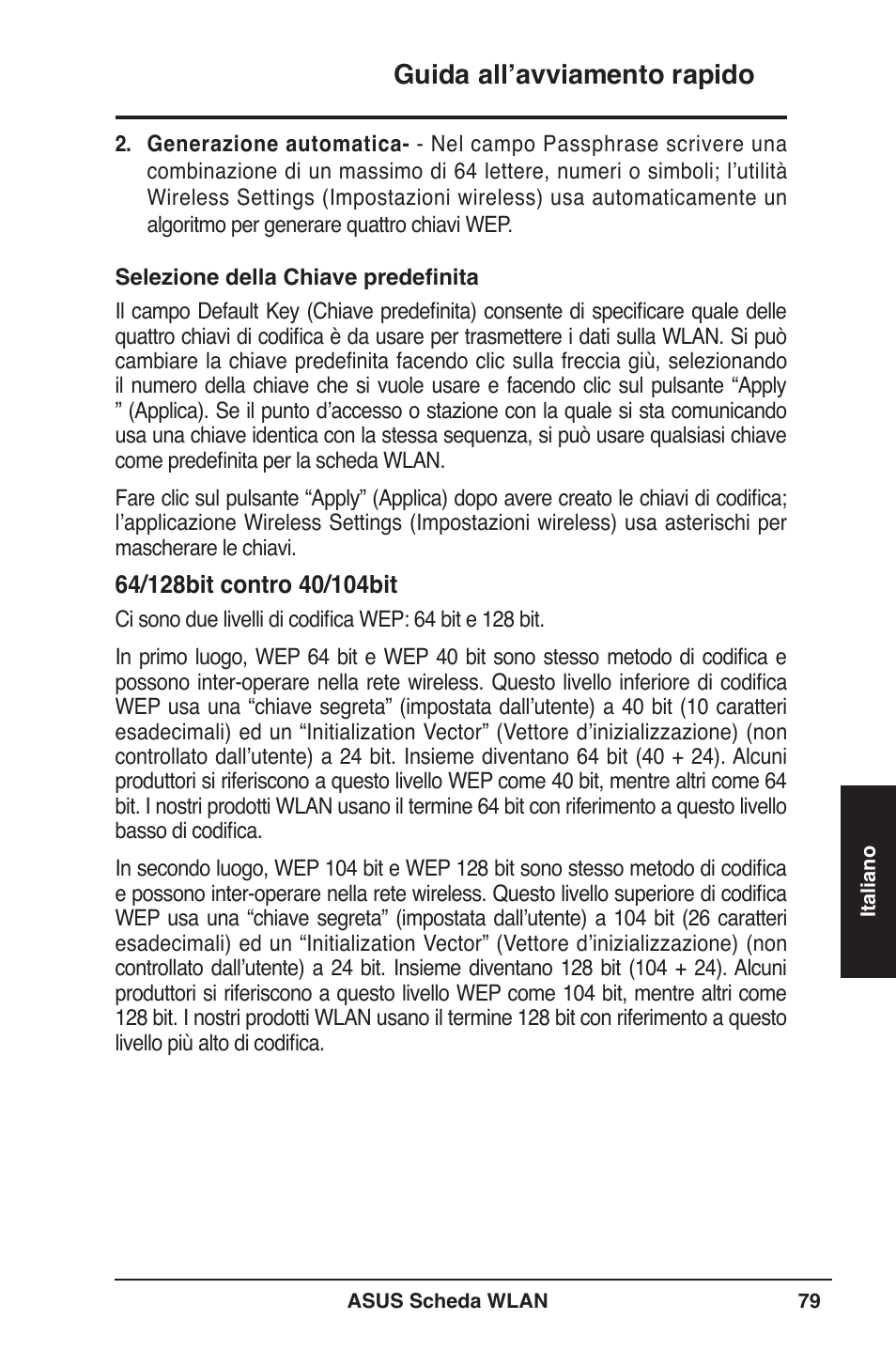 Guida all’avviamento rapido | Asus WL-106gM User Manual | Page 80 / 106