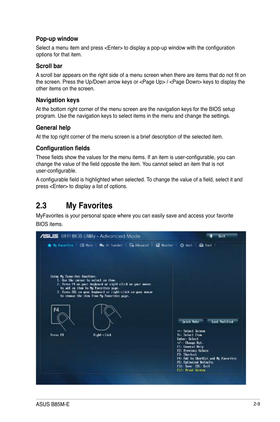 3 my favorites, My favorites -9 | Asus B85M-E/BR User Manual | Page 38 / 75