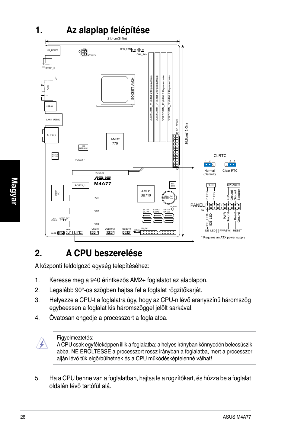 A cpu beszerelése, Az alaplap felépítése, Magyar | Panel | Asus M4A77 User Manual | Page 26 / 41