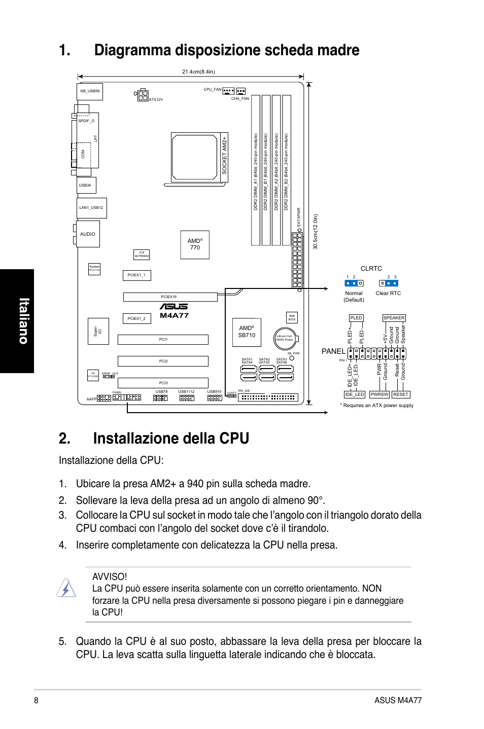 Asus m4a77, Panel | Asus M4A77 User Manual | Page 8 / 41