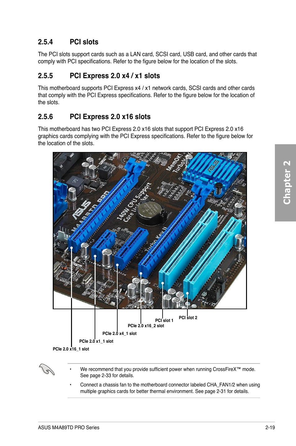 Chapter 2, 4 pci slots | Asus M4A89TD PRO/USB3 User Manual | Page 37 / 120