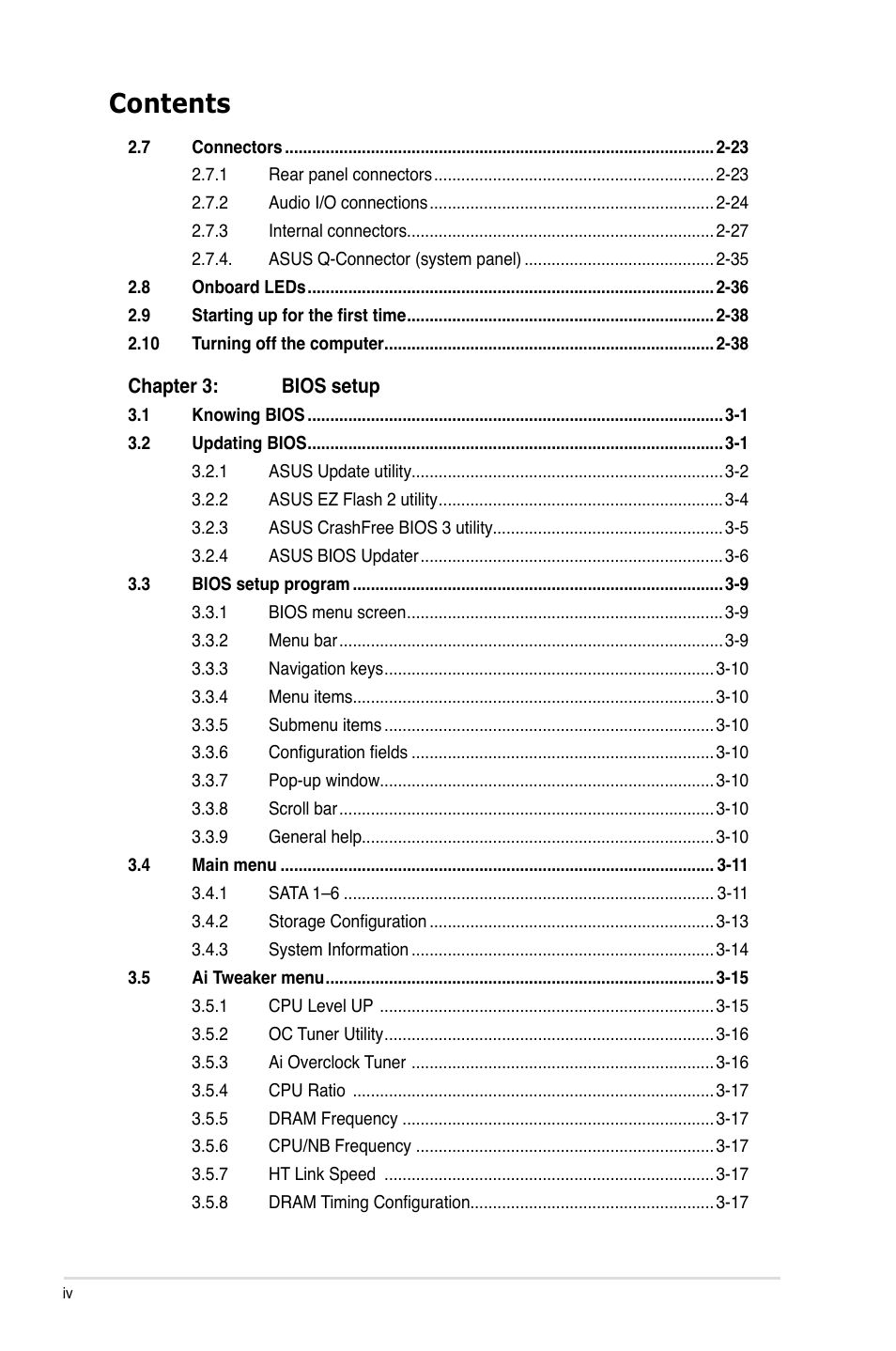 Asus M4A89TD PRO/USB3 User Manual | Page 4 / 120