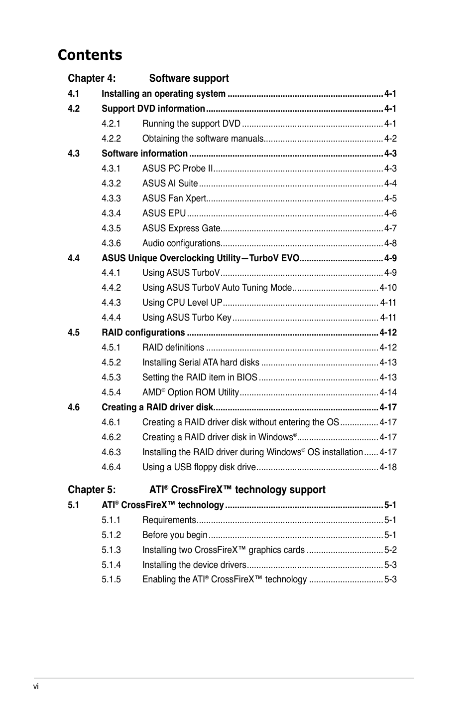 Asus M4A89TD PRO/USB3 User Manual | Page 6 / 120