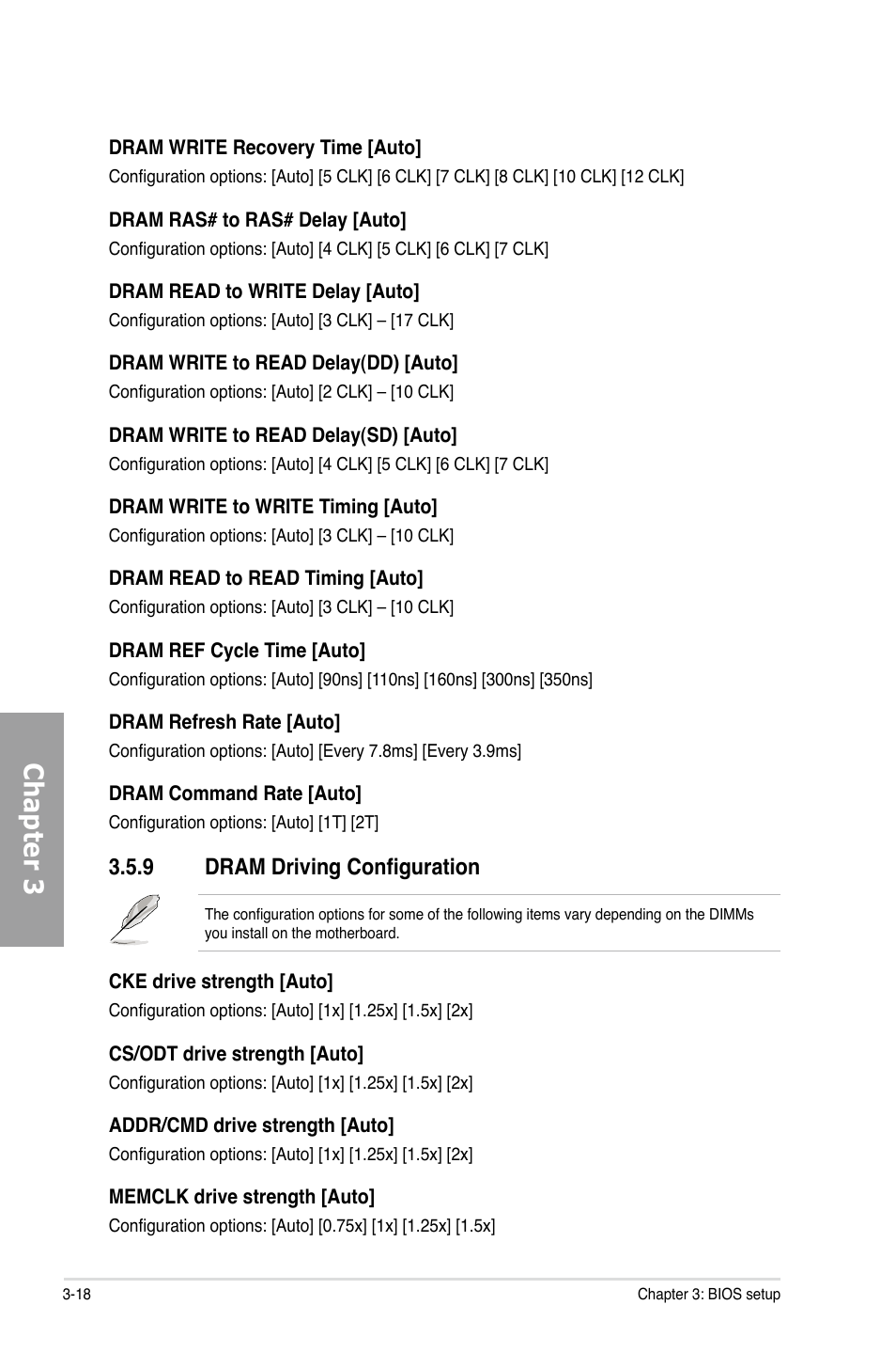 Chapter 3, 9 dram driving configuration | Asus M4A89TD PRO/USB3 User Manual | Page 74 / 120