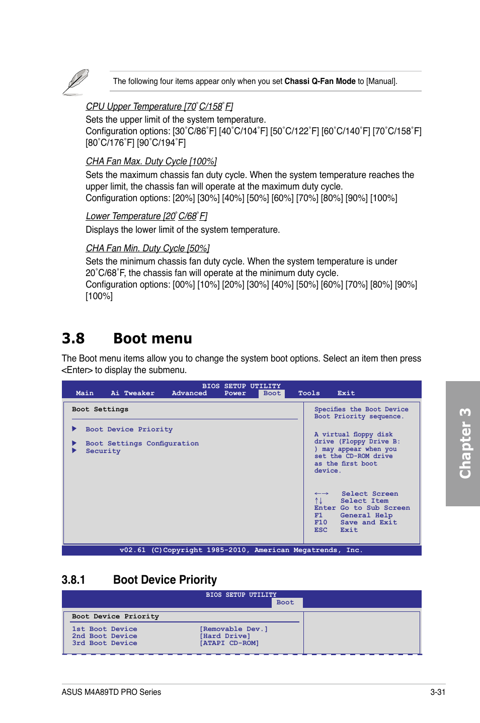 Chapter 3 3.8 boot menu, 1 boot device priority | Asus M4A89TD PRO/USB3 User Manual | Page 87 / 120