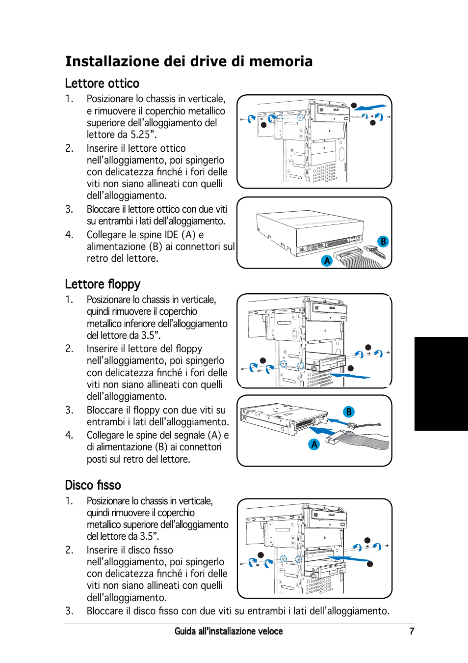 Italiano, Lettore ottico, Lettore fl oppy | Disco fi sso | Asus V2-AH2 User Manual | Page 31 / 80