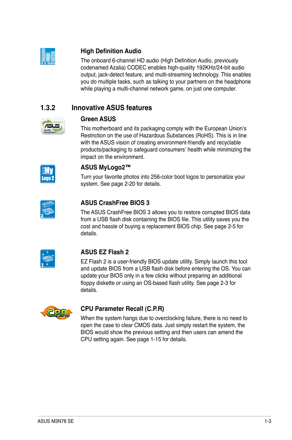 2 innovative asus features | Asus M3N78 SE User Manual | Page 13 / 60