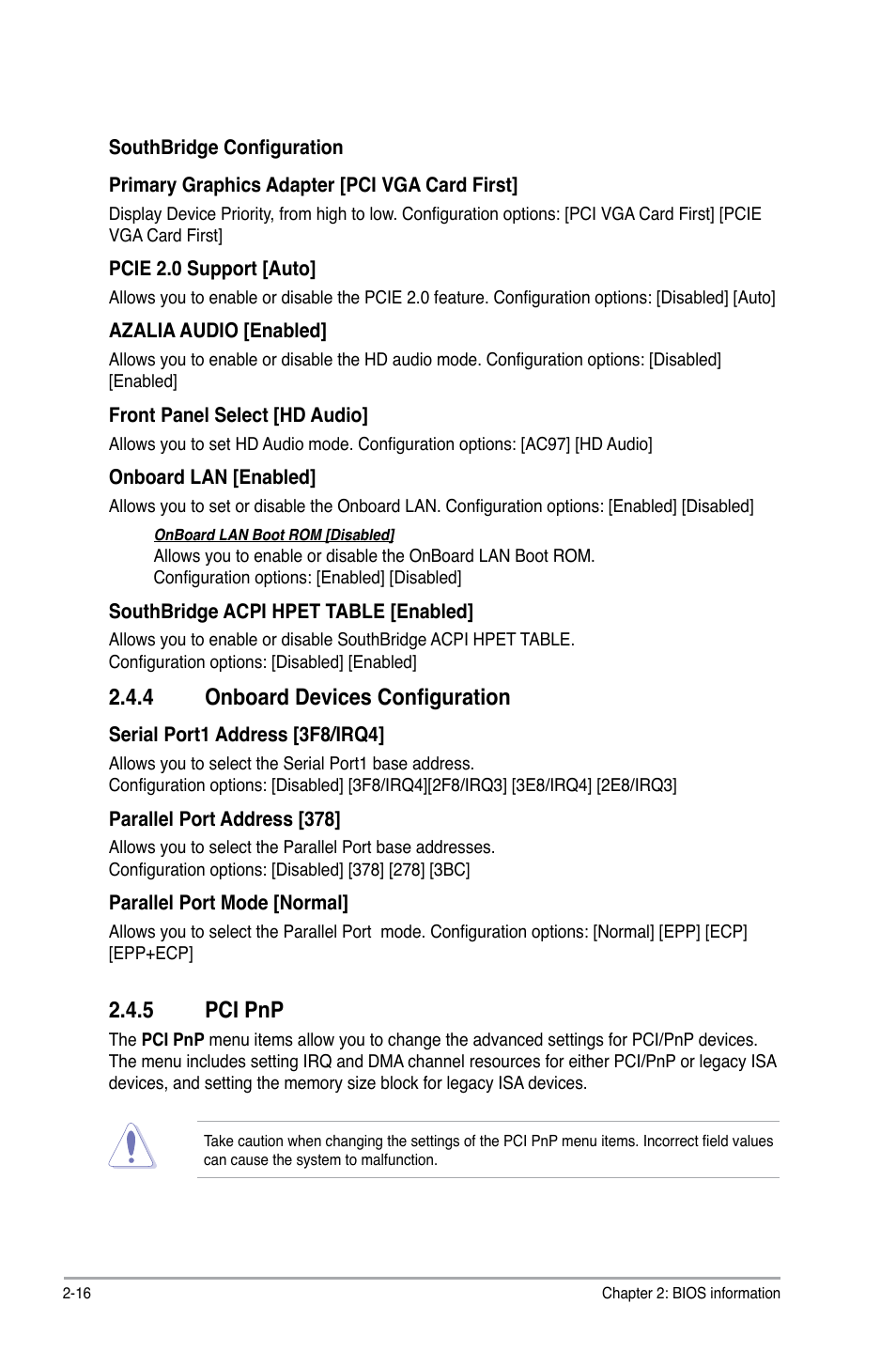 4 onboard devices configuration, 5 pci pnp | Asus M3N78 SE User Manual | Page 52 / 60