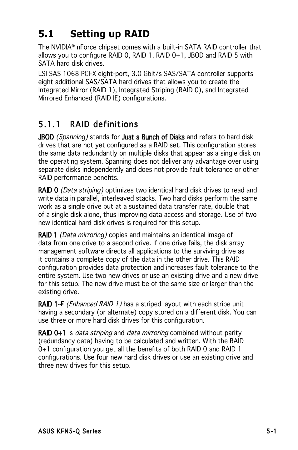 1 setting up raid, 1 raid definitions | Asus KFN5-Q/SAS User Manual | Page 108 / 175