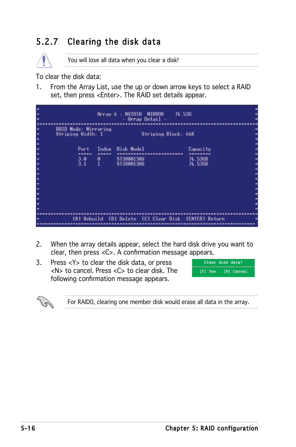 7 clearing the disk data | Asus KFN5-Q/SAS User Manual | Page 123 / 175