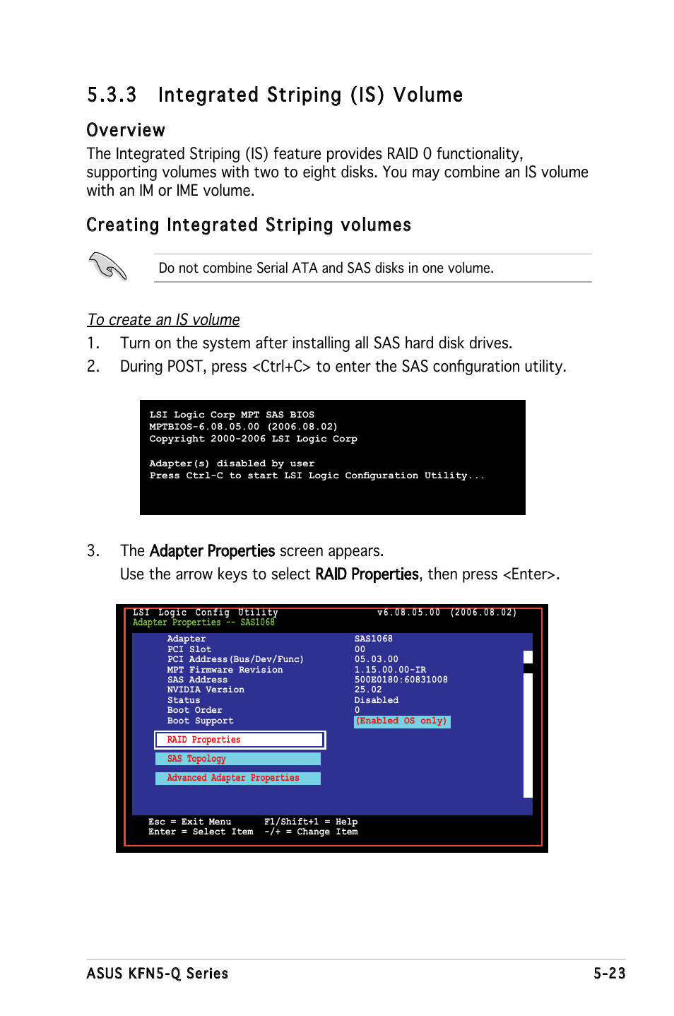 3 integrated striping (is) volume, Overview, Creating integrated striping volumes | Asus KFN5-Q/SAS User Manual | Page 130 / 175