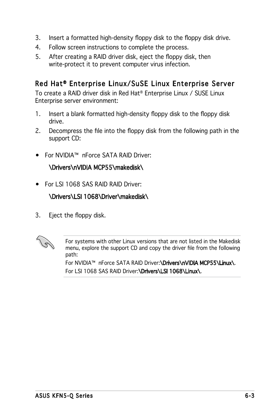 Red hat, Enterprise linux/suse linux enterprise server | Asus KFN5-Q/SAS User Manual | Page 146 / 175