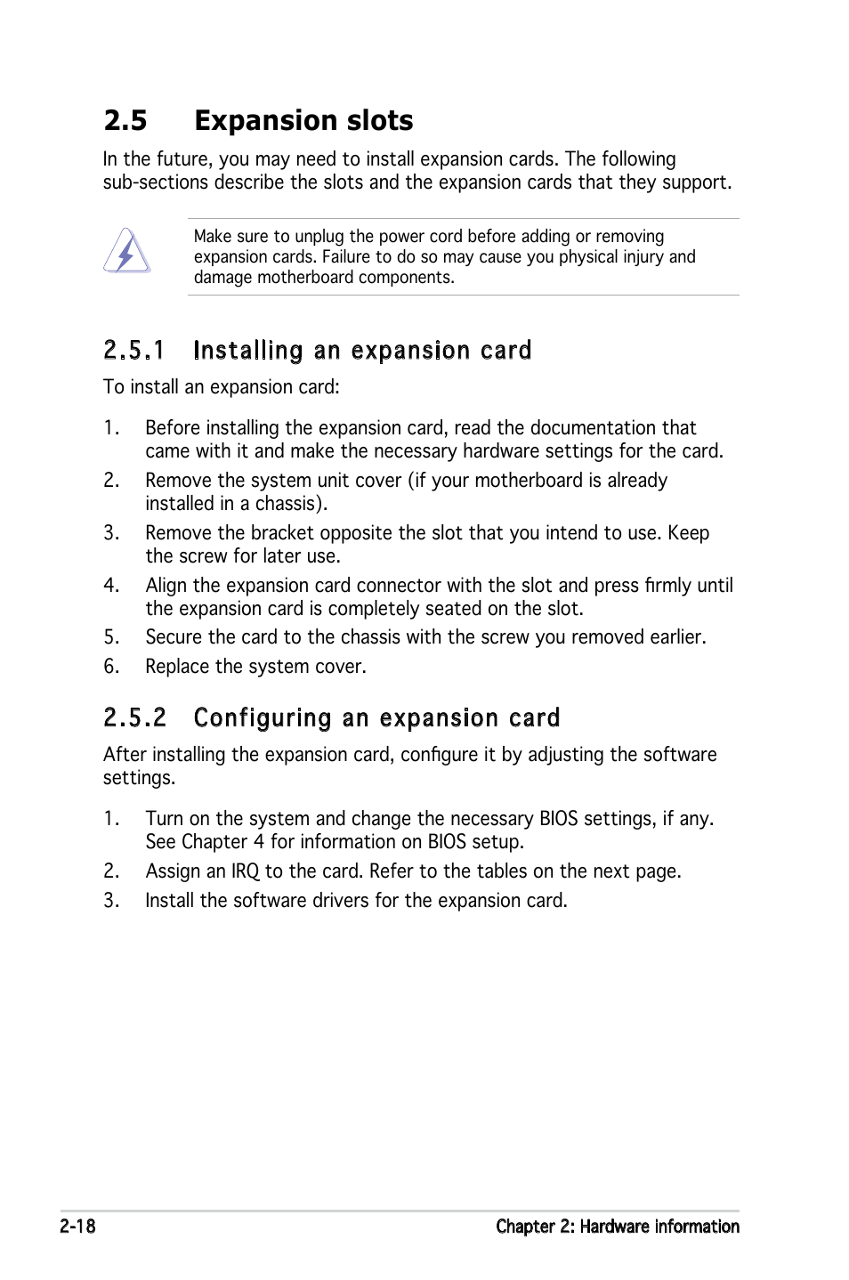 5 expansion slots, 1 installing an expansion card, 2 configuring an expansion card | Asus KFN5-Q/SAS User Manual | Page 39 / 175