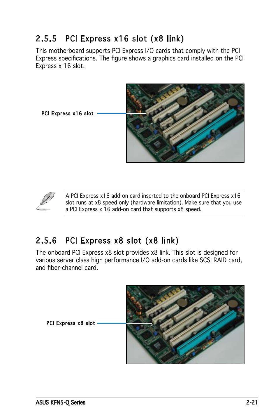 6 pci express x8 slot (x8 link), 5 pci express x16 slot (x8 link) | Asus KFN5-Q/SAS User Manual | Page 42 / 175