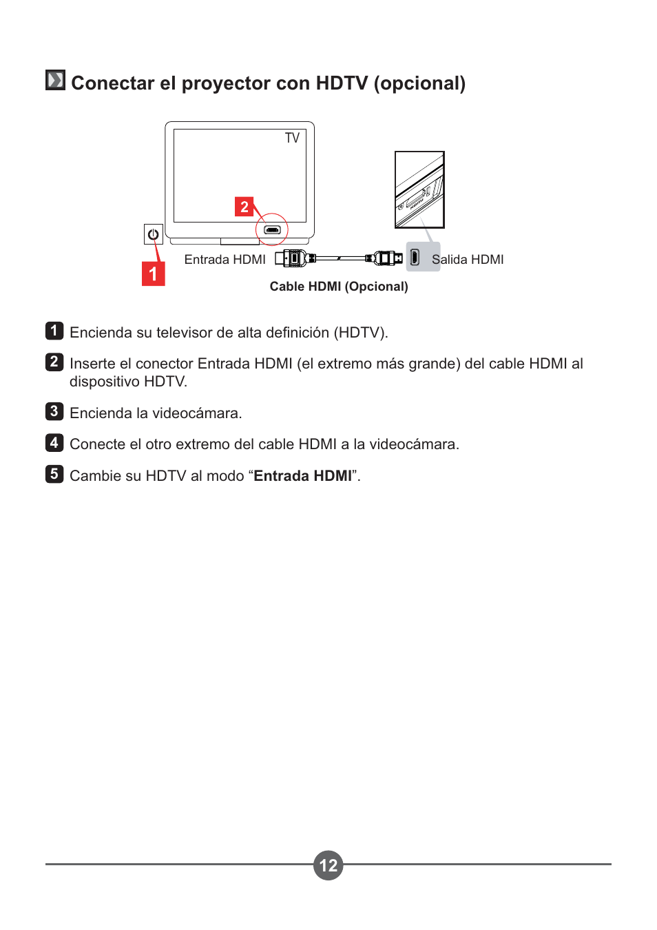 Conectar el proyector con hdtv (opcional) | AIPTEK PocketCinema Z20 User Manual | Page 124 / 380