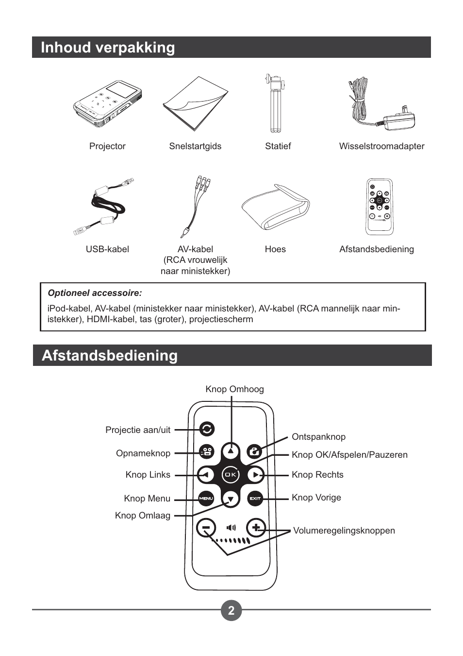 Inhoud verpakking afstandsbediening | AIPTEK PocketCinema Z20 User Manual | Page 141 / 380
