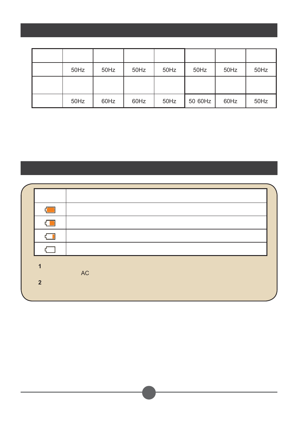 バッテリ残量インジケータ, フリッカ設定表 | AIPTEK PocketCinema Z20 User Manual | Page 344 / 380