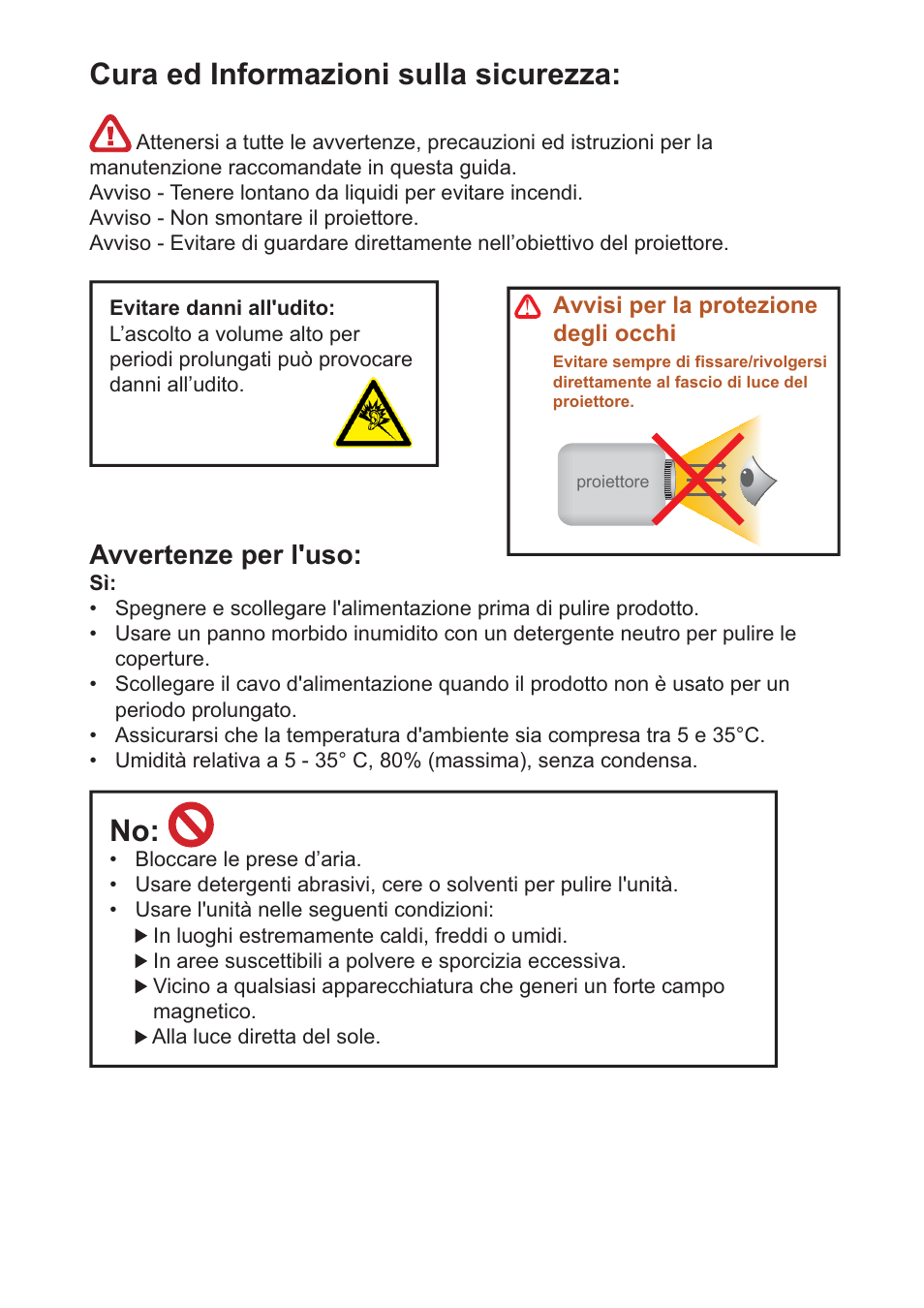 Cura ed informazioni sulla sicurezza, Avvertenze per l'uso | AIPTEK PocketCinema Z20 User Manual | Page 84 / 380