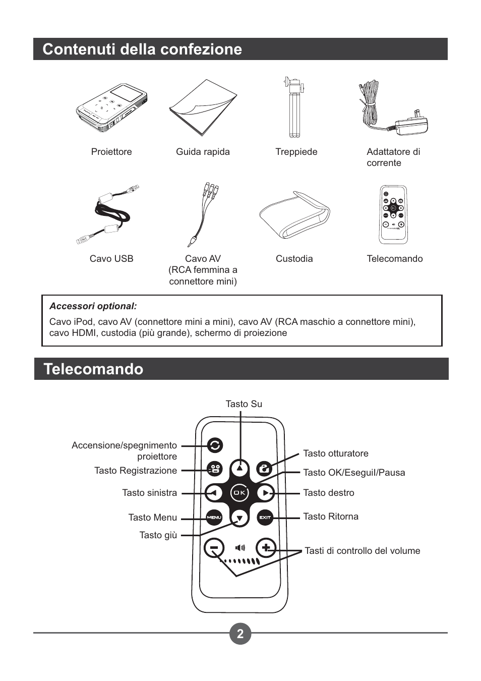 Contenuti della confezione telecomando | AIPTEK PocketCinema Z20 User Manual | Page 87 / 380