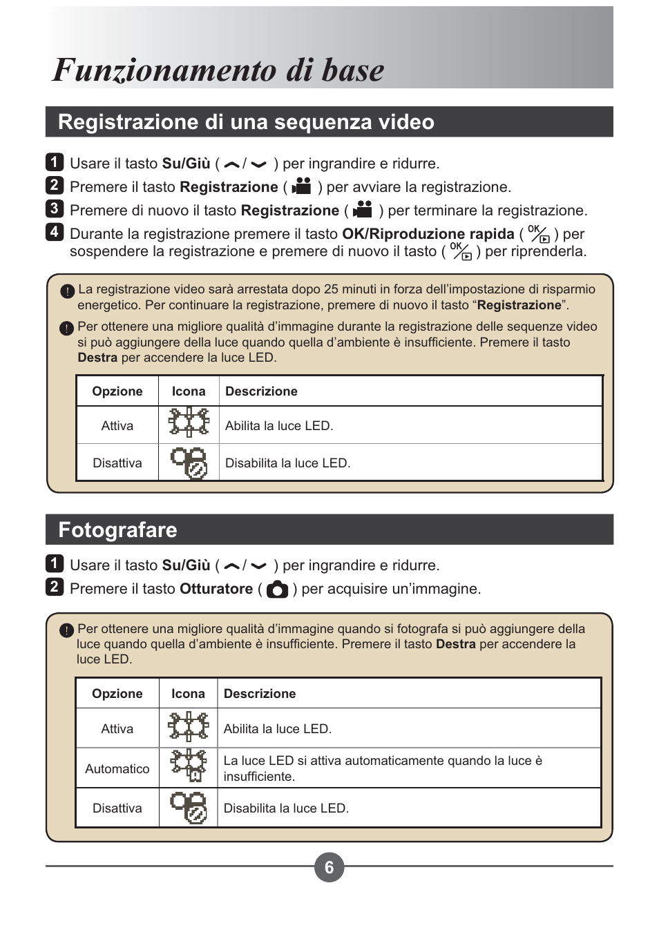 Funzionamento di base, Registrazione di una sequenza video, Fotografare | AIPTEK PocketCinema Z20 User Manual | Page 91 / 380