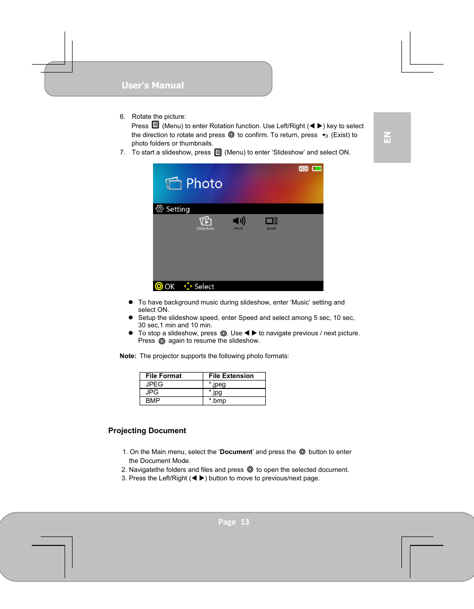 User’s manual, Page 13 en | AIPTEK PocketCinema V60 User Manual | Page 13 / 79