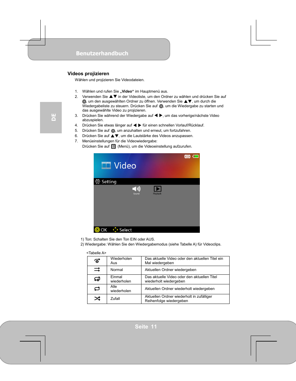 Benutzerhandbuch, Seite 11 de | AIPTEK PocketCinema V60 User Manual | Page 30 / 79