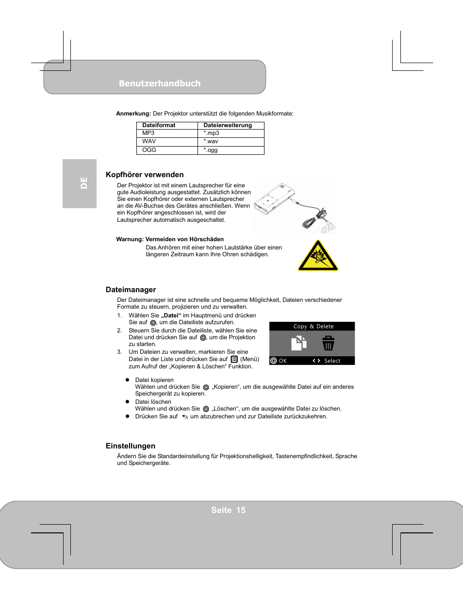 Benutzerhandbuch, Seite 15 de | AIPTEK PocketCinema V60 User Manual | Page 34 / 79