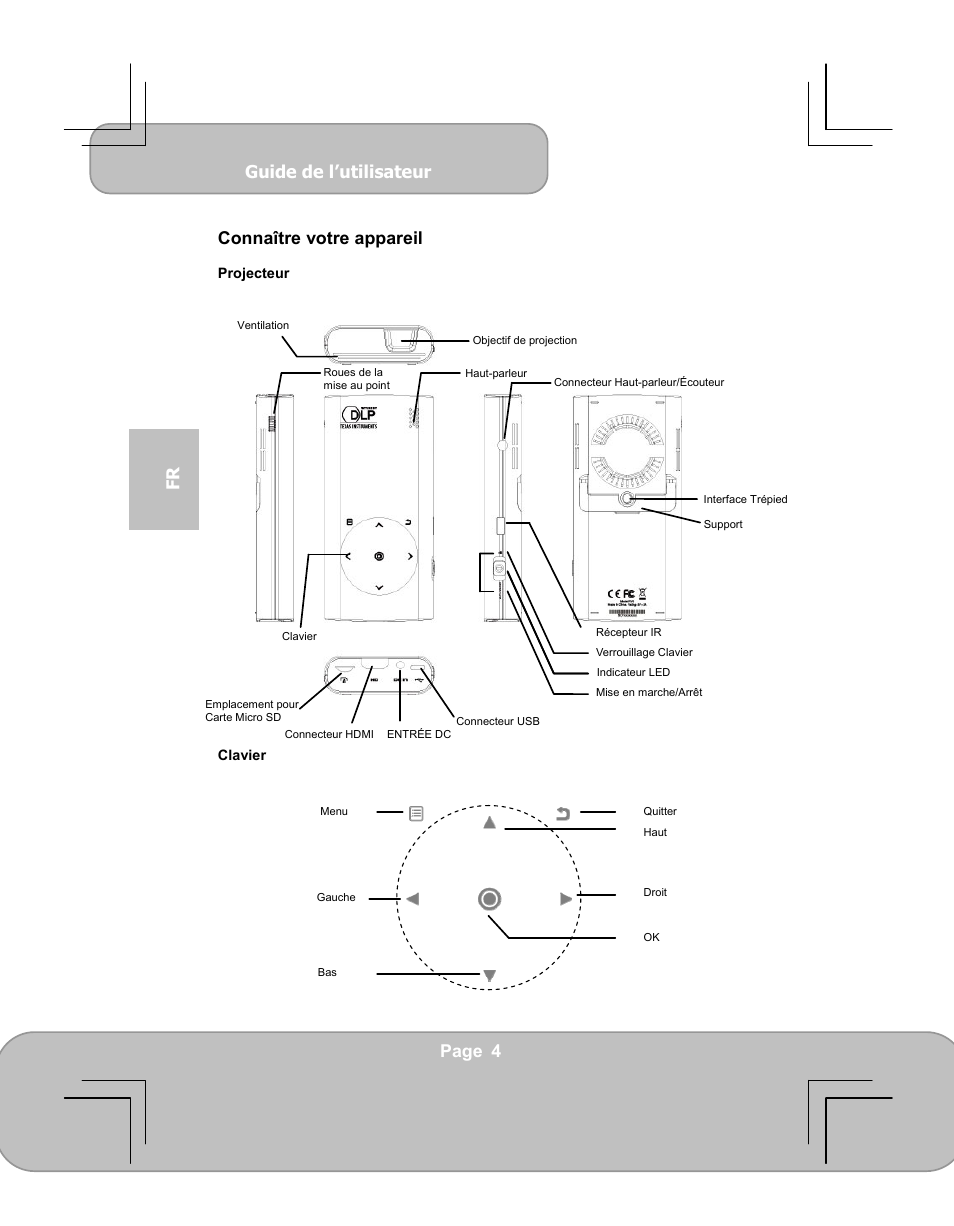 Guide de l’utilisateur, Page 4 fr, Connaître votre appareil | AIPTEK PocketCinema V60 User Manual | Page 42 / 79