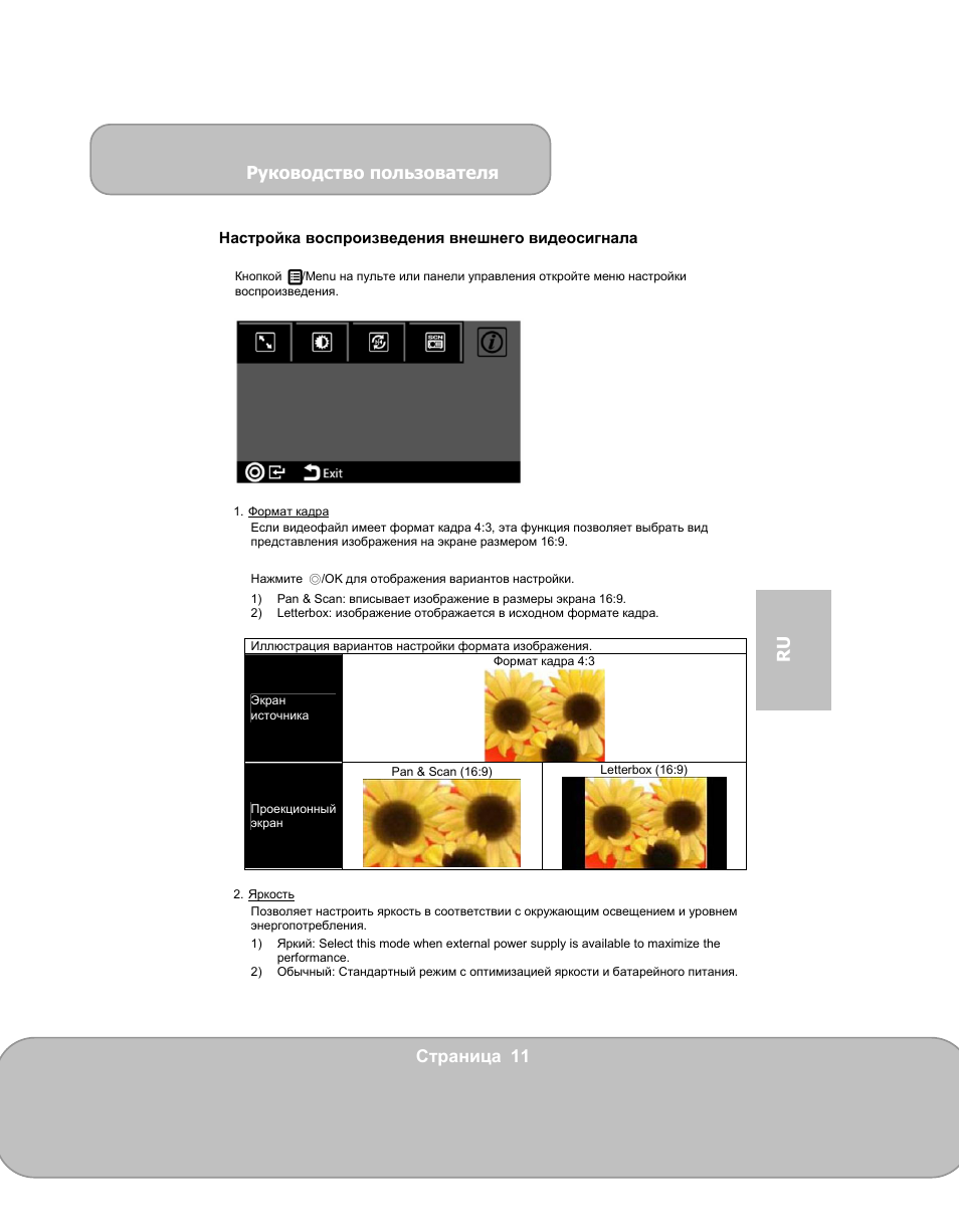 Руководство пользователя, Страница 11 ru | AIPTEK PocketCinema V150W User Manual | Page 119 / 180