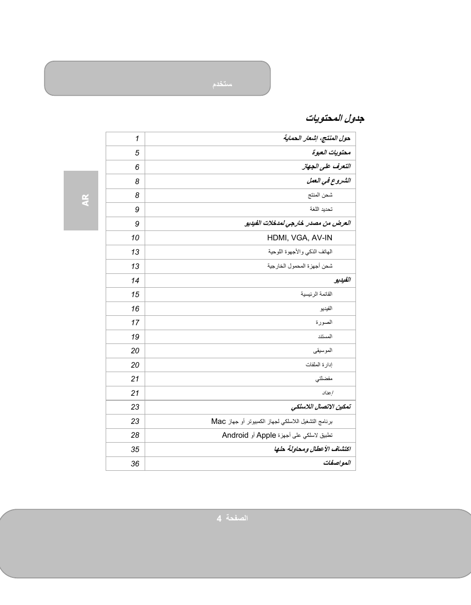 ايوتحملا لودج ت | AIPTEK PocketCinema V150W User Manual | Page 148 / 180