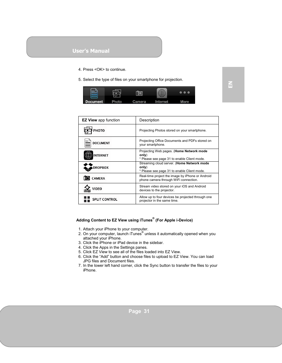User’s manual, Page 31 en | AIPTEK PocketCinema V150W User Manual | Page 31 / 180