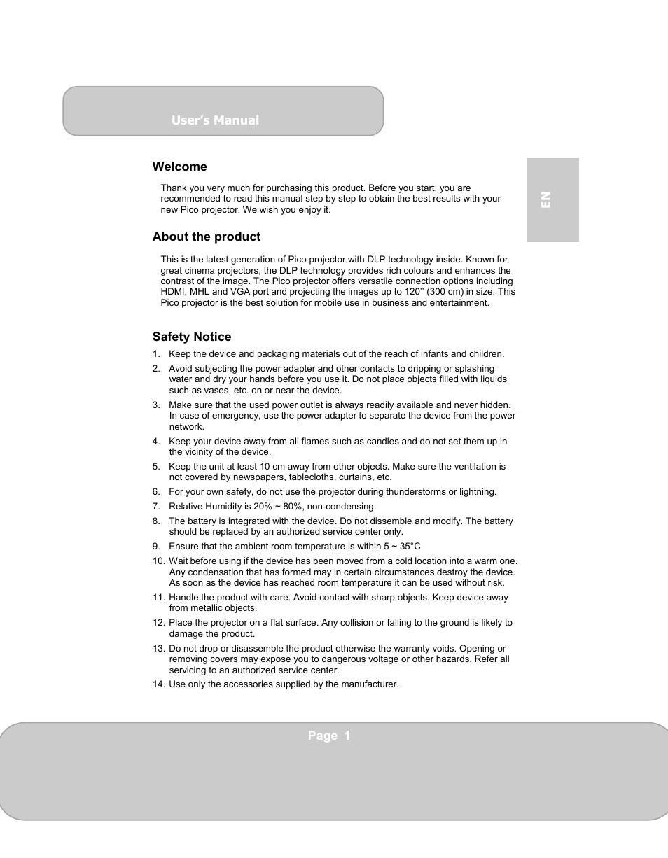 AIPTEK PocketCinema N100 User Manual | 70 pages