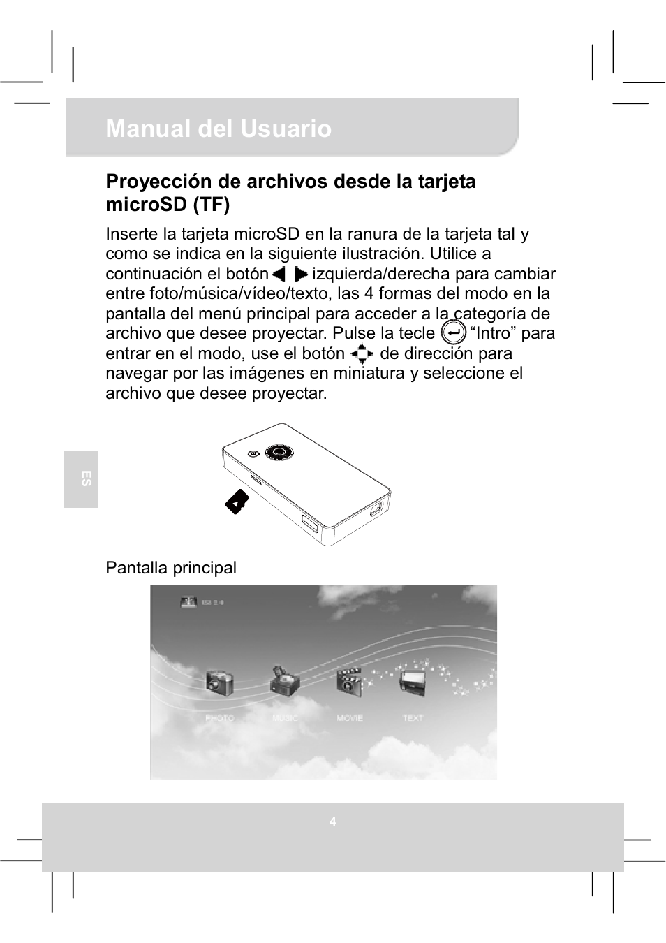 Manual del usuario | AIPTEK MobileCinema Q20 User Manual | Page 54 / 71