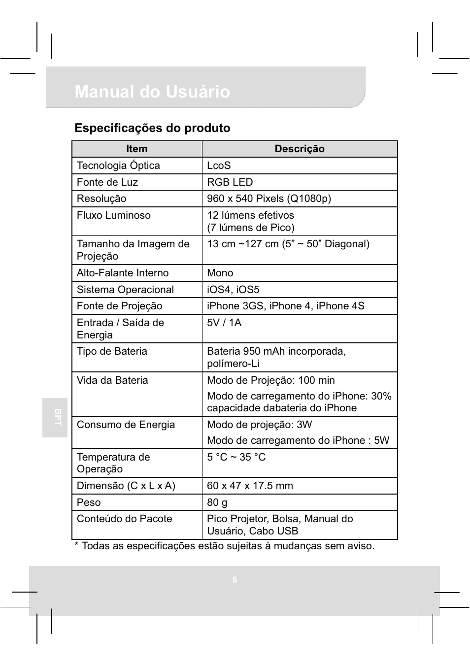 Manual do usuário | AIPTEK MobileCinema i20 User Manual | Page 52 / 65