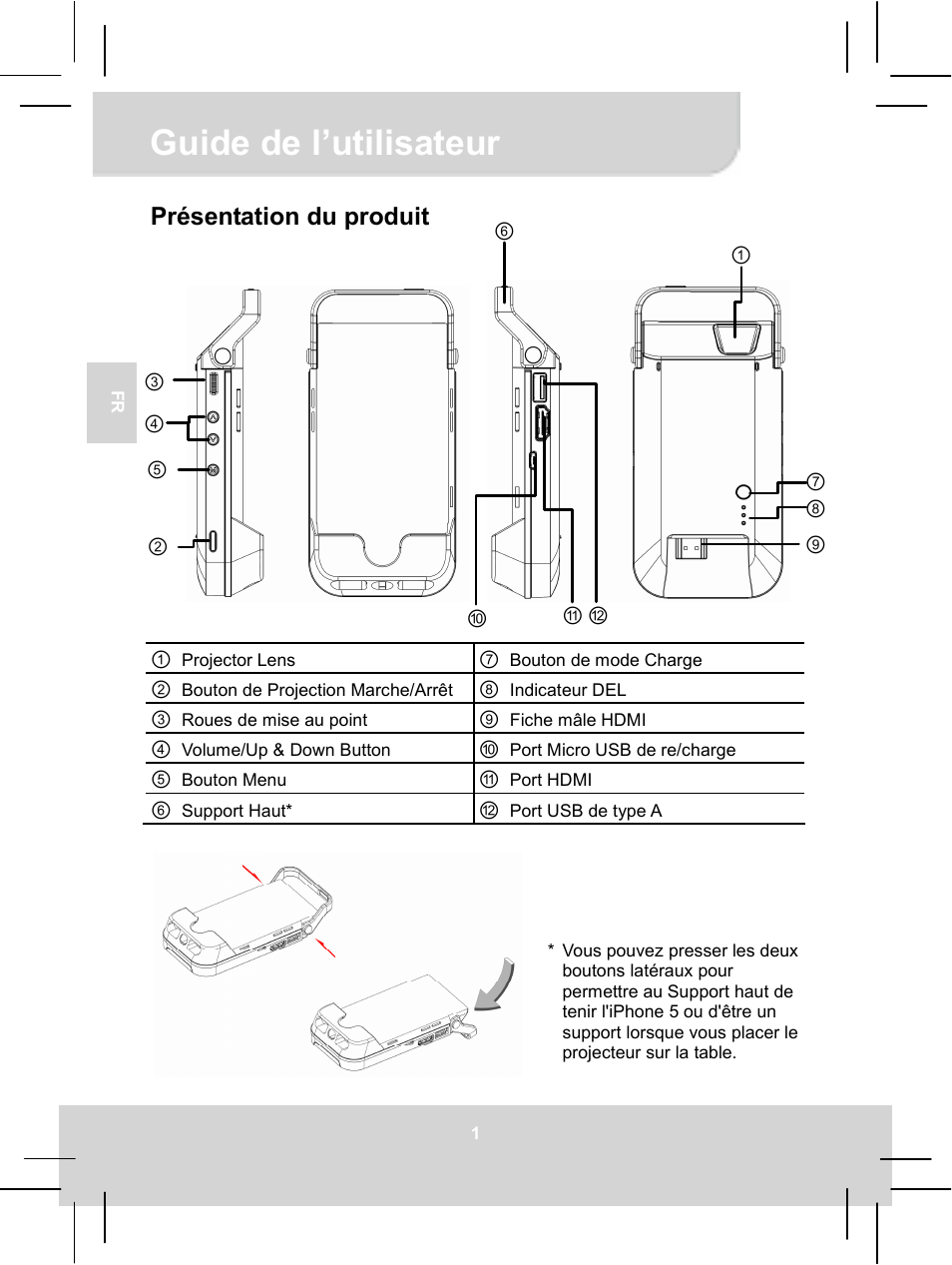 03 b5p manual_fr_2013-0606_01, Guide de l’utilisateur, Présentation du produit | AIPTEK MobileCinema i55 User Manual | Page 21 / 83