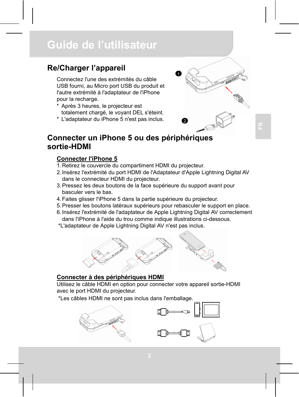 Guide de l’utilisateur, Re/charger l’appareil | AIPTEK MobileCinema i55 User Manual | Page 22 / 83